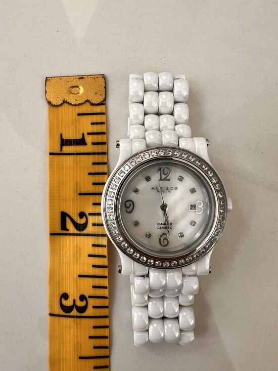 Akribos XXIV Diamond Ceramic Watch White Silver Analog Mother of Peal Opal AK504 main image 8